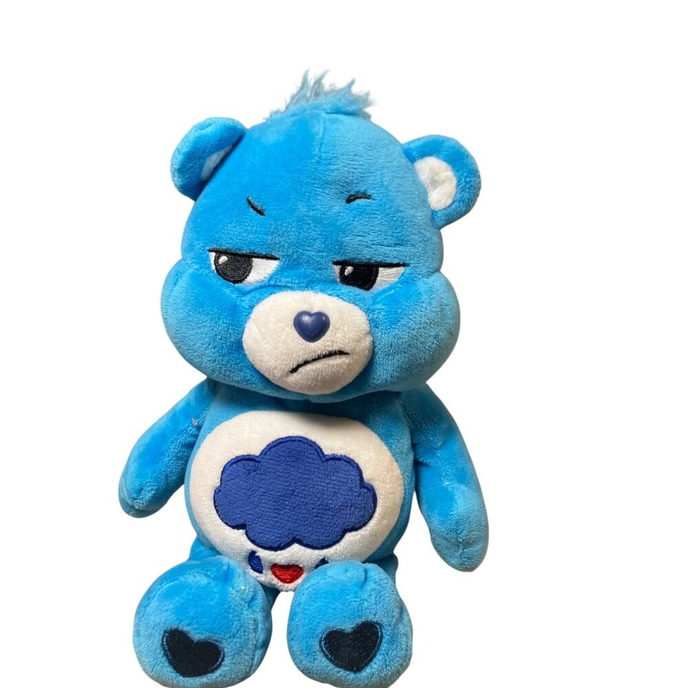 Care Bears Grumpy Bear Blue Plush With Rain Cloud Belly Badge 10 Inch Stuffed An